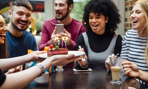 friends celebrating a birthday together