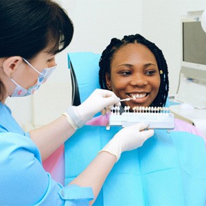 Woman at consultation for veneers