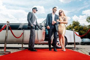 couple limousine red carpet driver